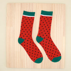 Watermelon Pattern Socks Colorblock Mid Tube Stockings