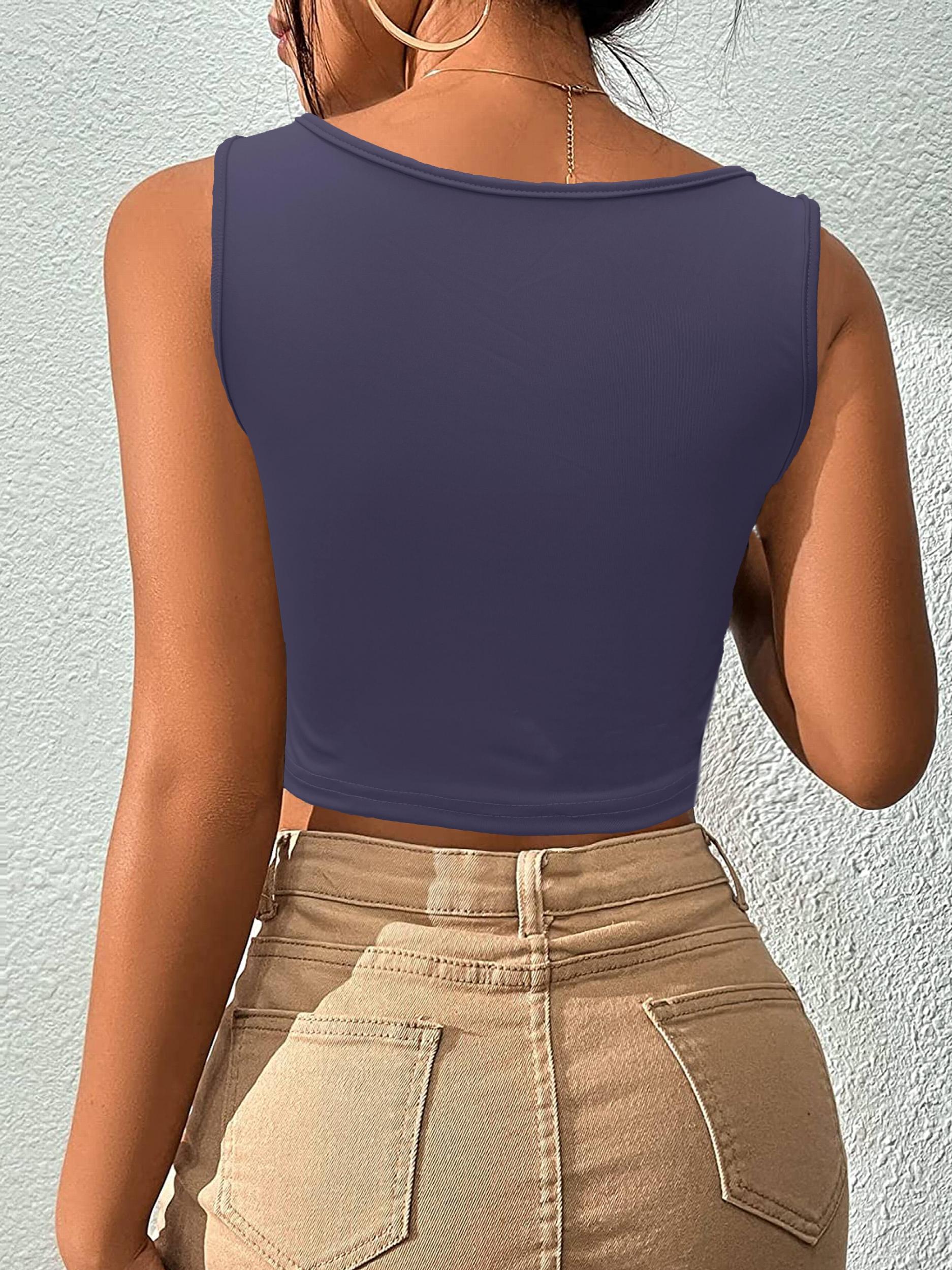 Y2K Solid Slim Crop Tank Top for Summer