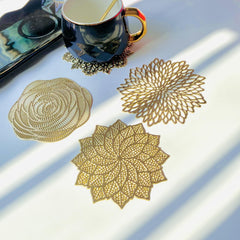 10pcs Flower Coasters Plastic Hollow Out Cup Coasters PVC Drink Coasters