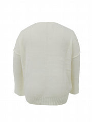 Casual Sweater Women's Plus Solid Long Sleeve V Neck Medium Stretch
