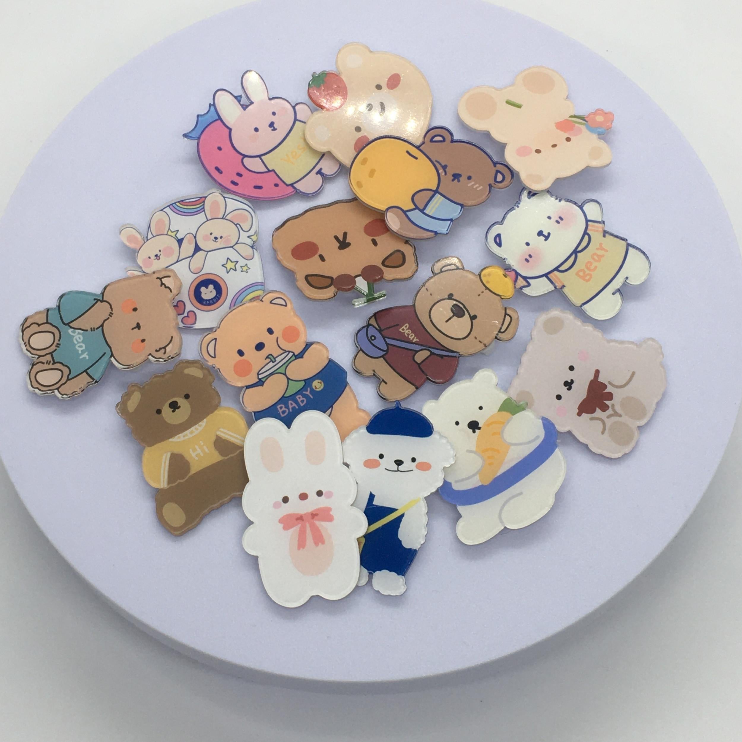15 pcs Cartoon Bear Brooch for Kids Shirts Bags Hats Jackets