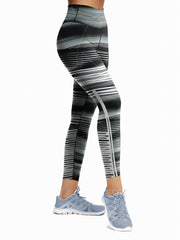 Striped Print Yoga Pants High Waist Slim Fit Leggings