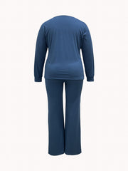 Women's Plus Size Letter Print Long Sleeve Top & Pants Set