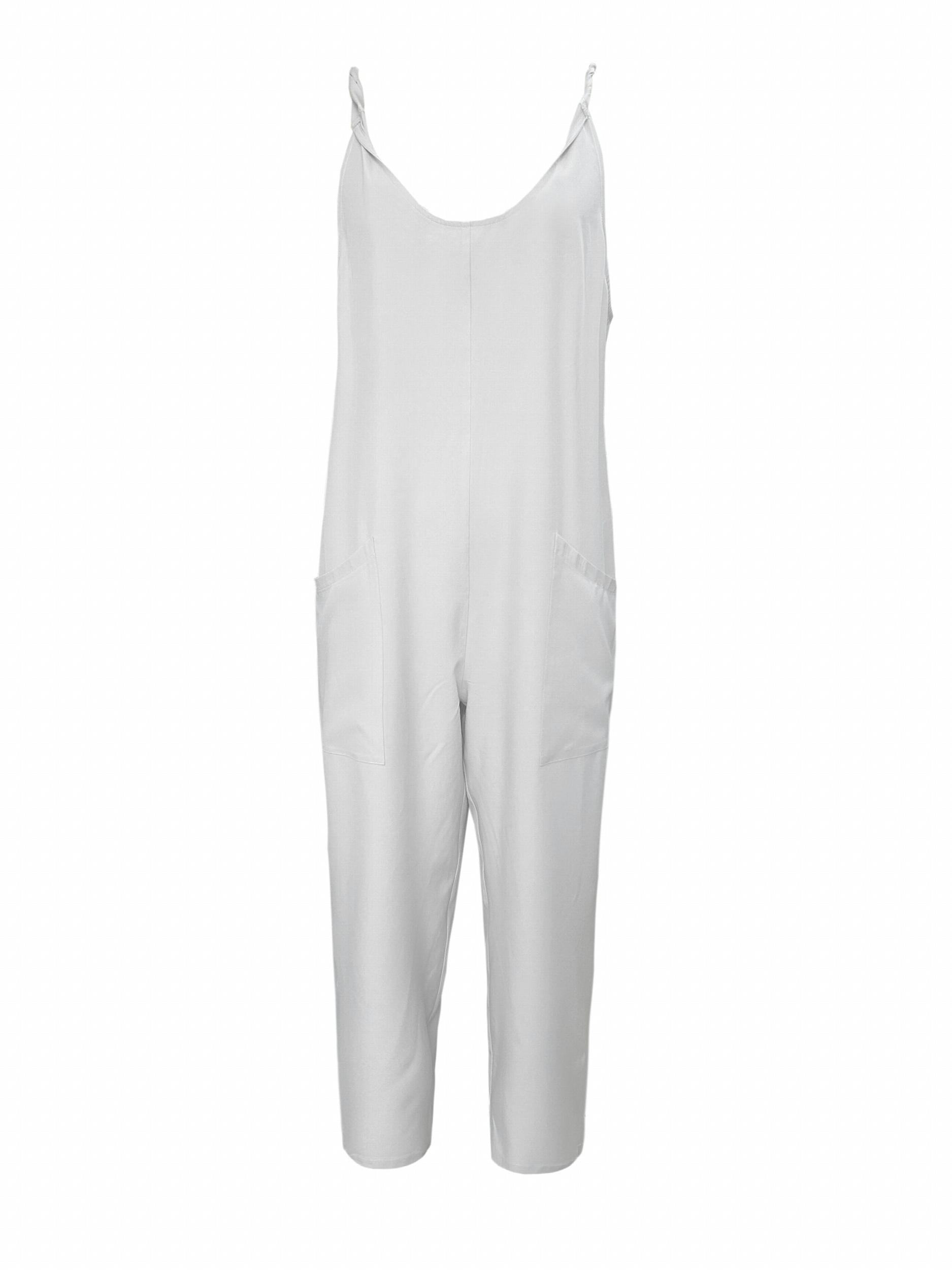 Solid Spaghetti Strap Jumpsuit Casual Sleeveless Wide Leg Jumpsuit