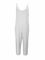 Solid Spaghetti Strap Jumpsuit Casual Sleeveless Wide Leg Jumpsuit