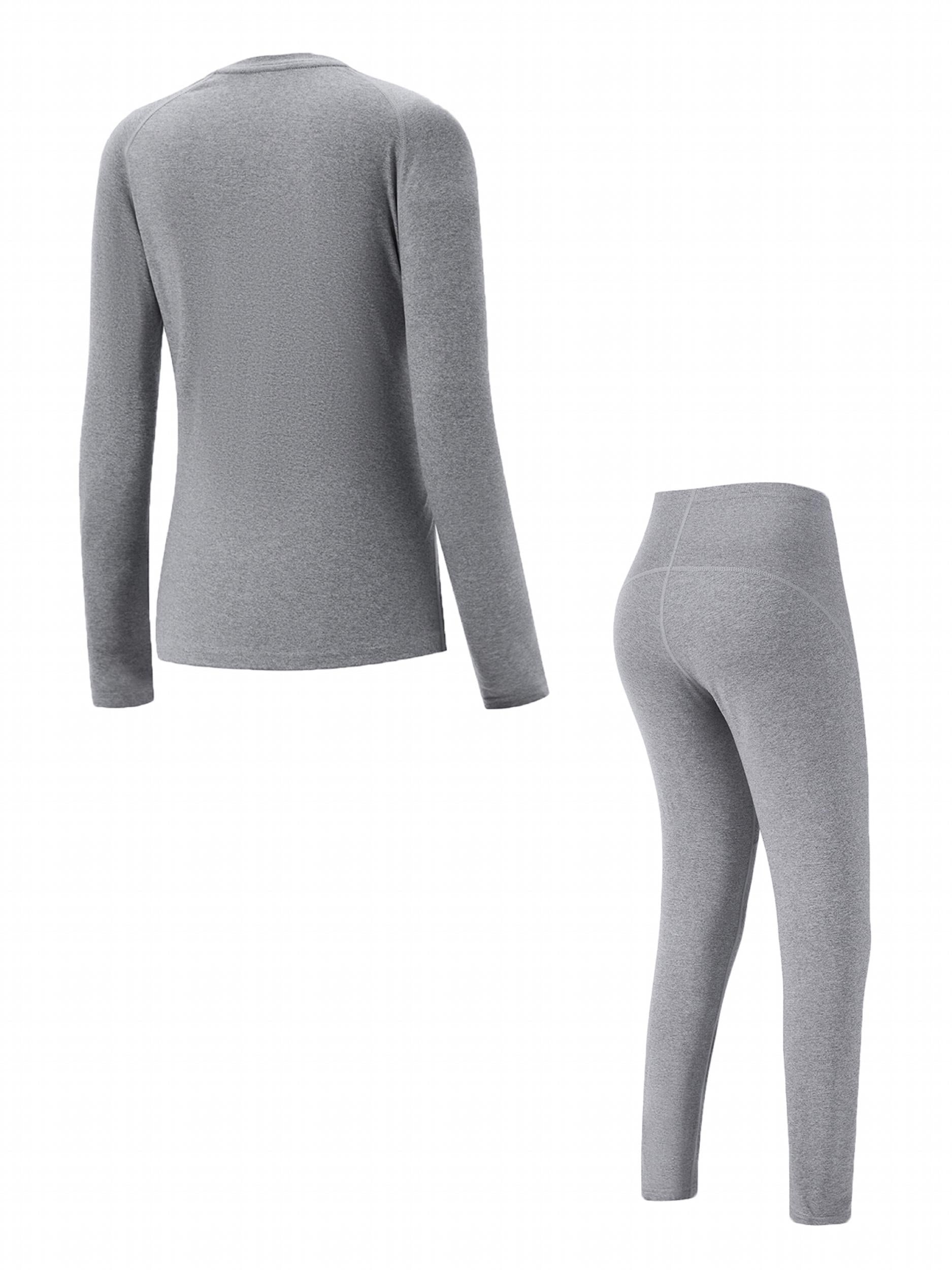 2pcs Thermal Suits: Long Sleeve Top & Base Layer Leggings for Winter Skiing
