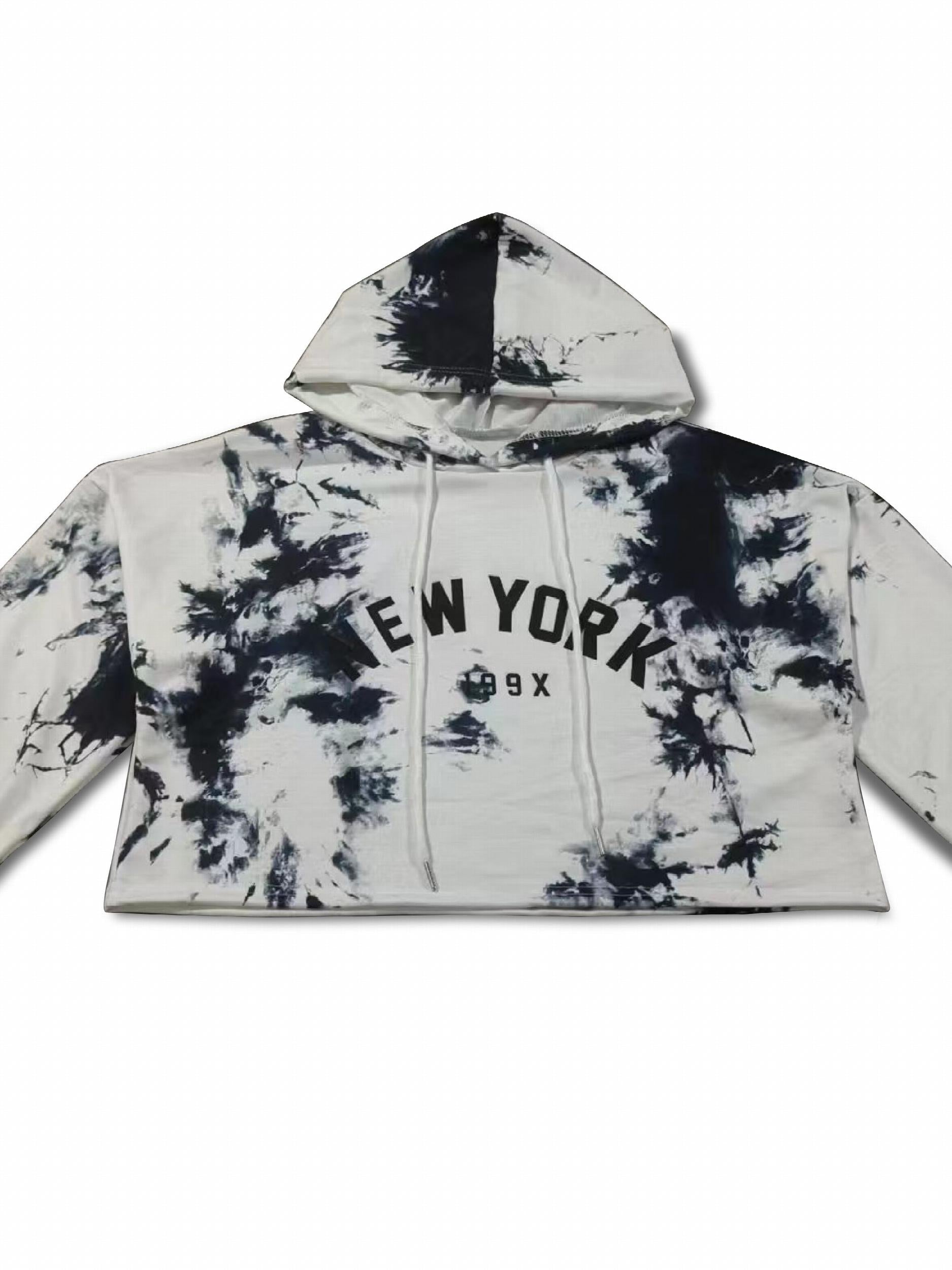 Tie Dye Crop Hoodie Casual Long Sleeve Hoodies Sweatshirt Women's Clothing