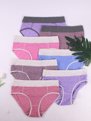 7 Pack Plus Size Panties Set - Colorblock Contrast Binding - Seamless