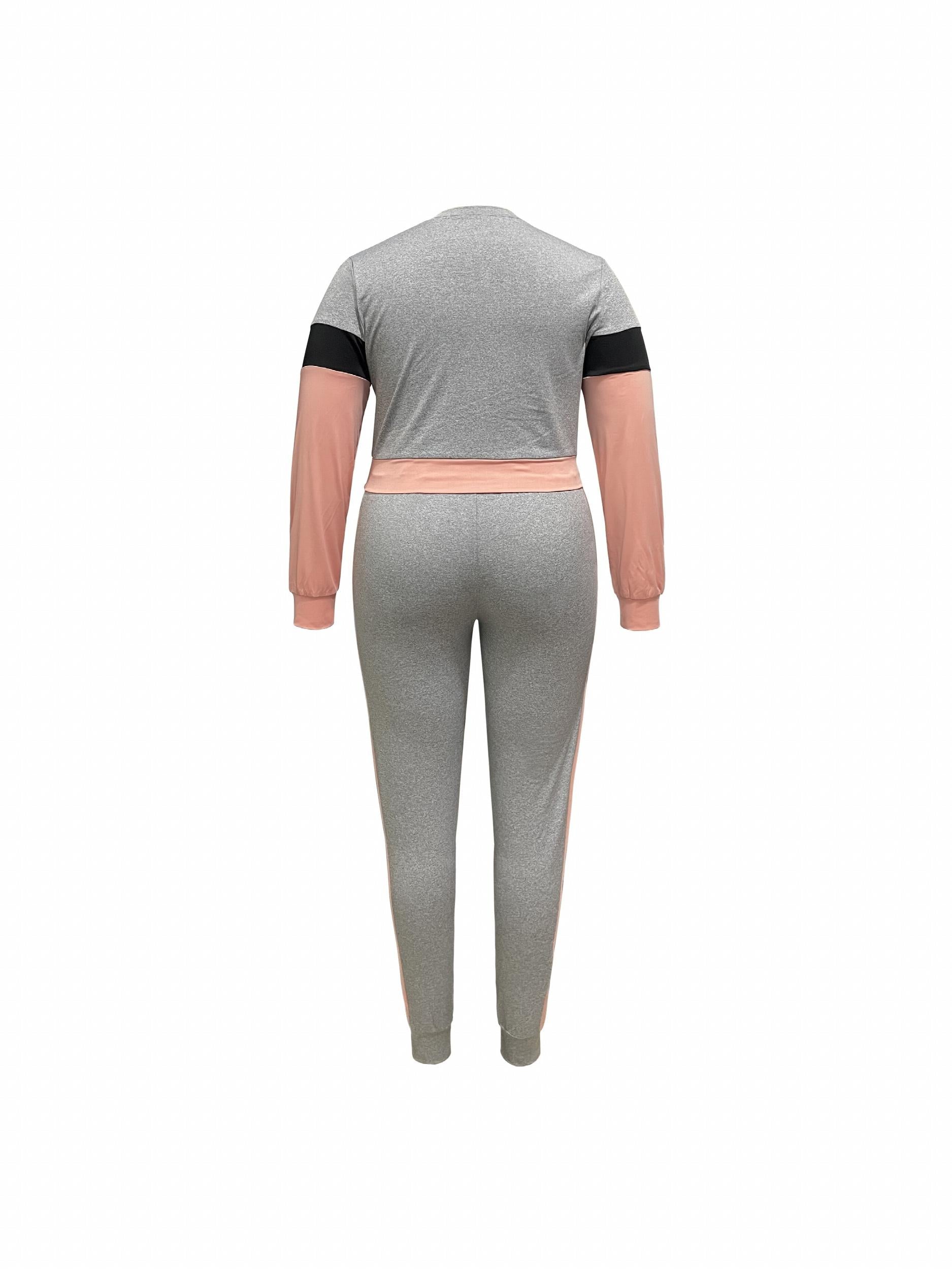 Women's Plus Colorblock Top & Joggers Set