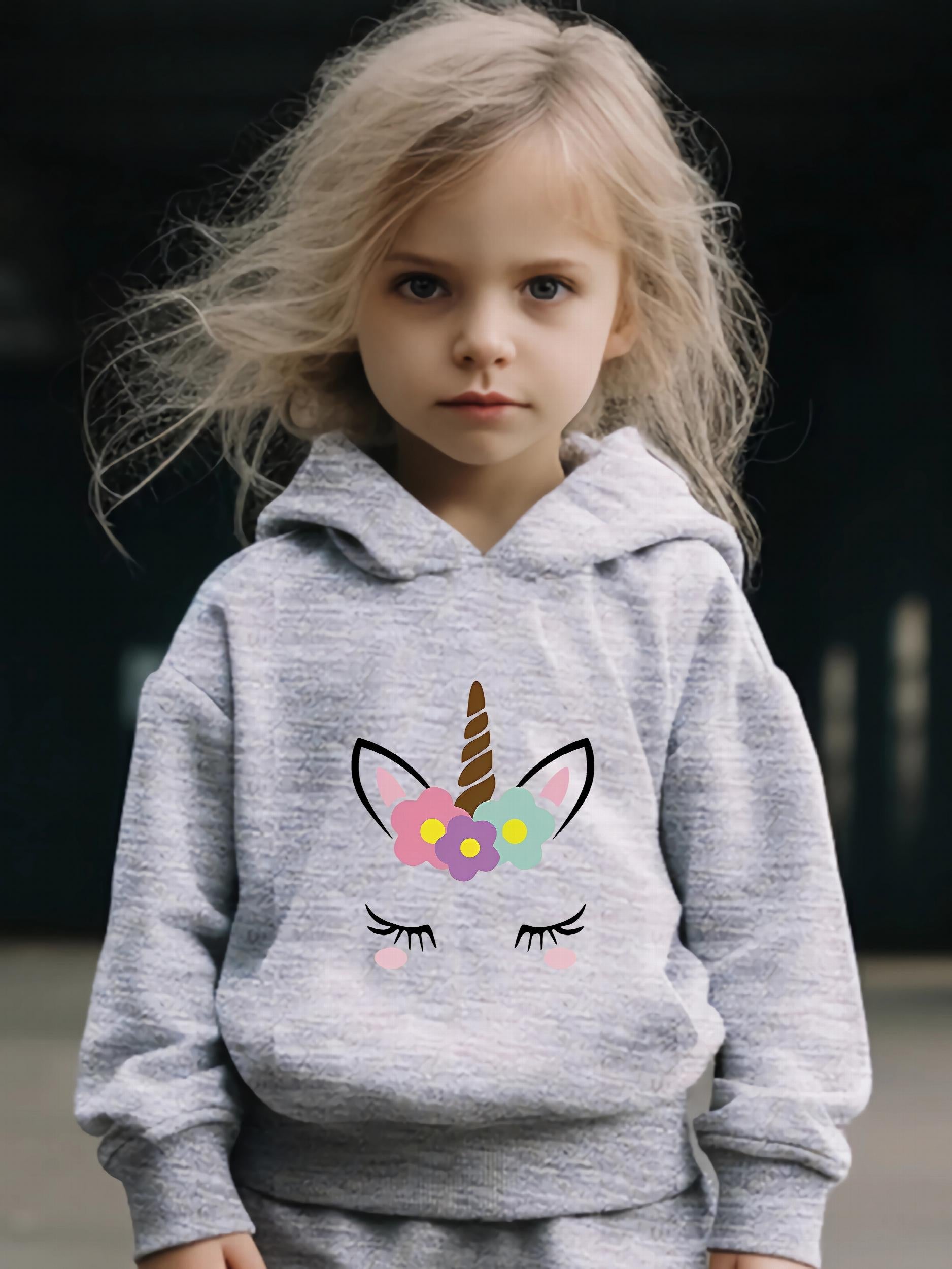 Kid's Unicorn Print Outfit Hoodie & Pants Set