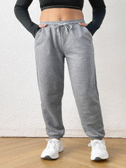 Sports Pants Women's Plus Solid Elastic Waist Gym Joggers With Pockets