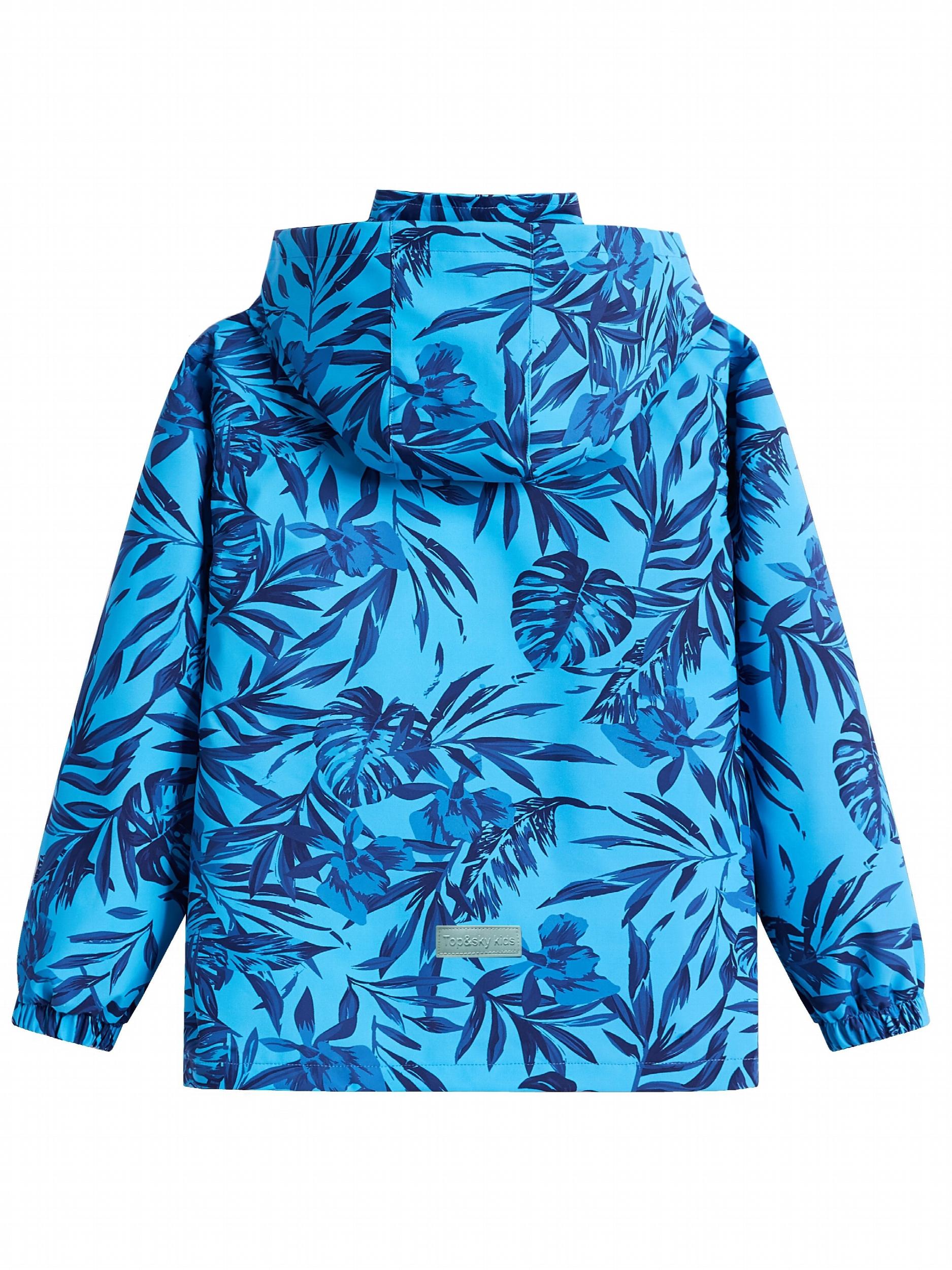 Boys Plant Print Lightweight Jacket with Detachable Hood