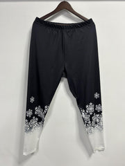 Colorblock Snowflake Print Stretch Leggings