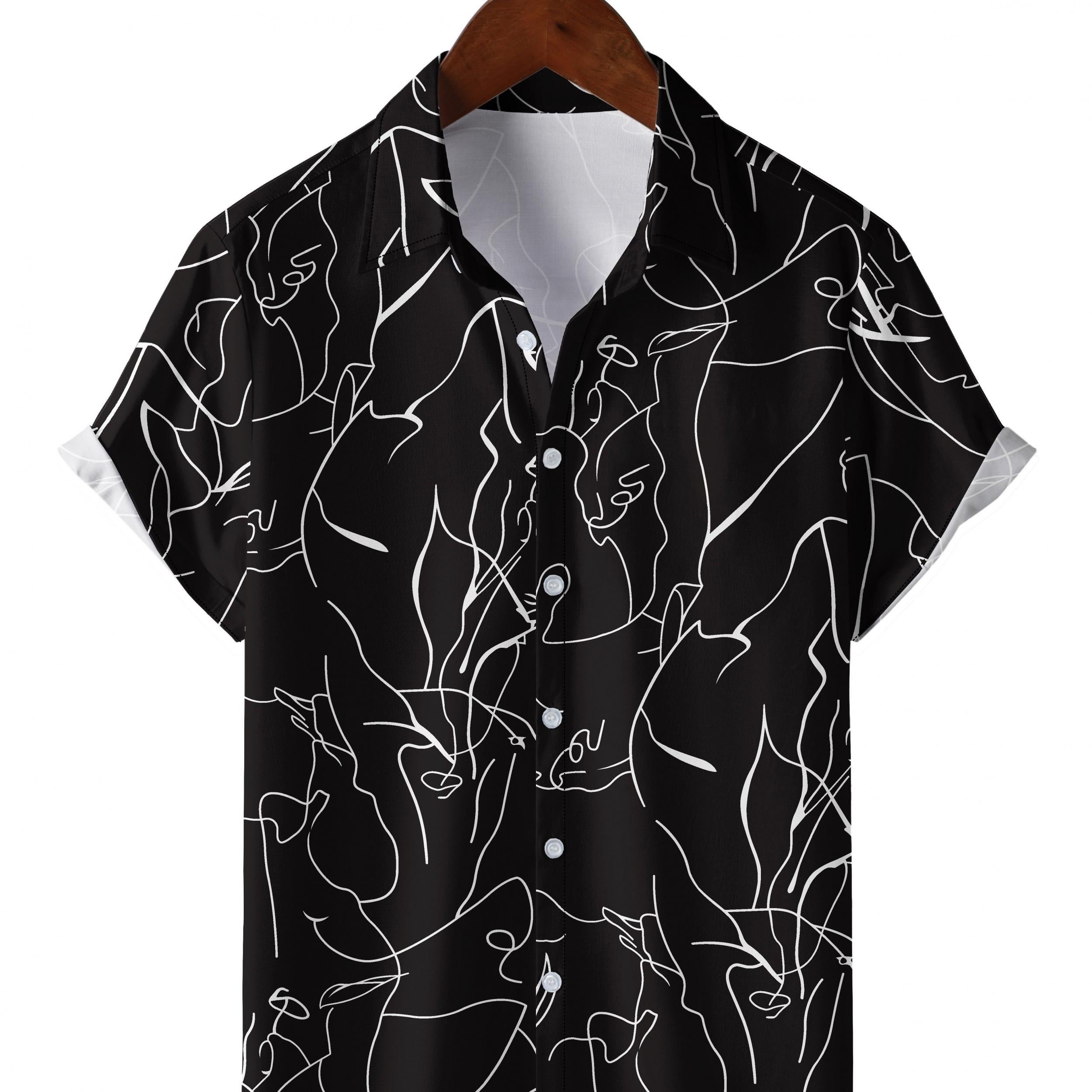 Men's Abstract Pattern Camp Collar Hawaiian Shirt