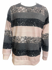 Striped Print Pullover Sweatshirt Casual Long Sleeve Crew Neck Sweatshirt