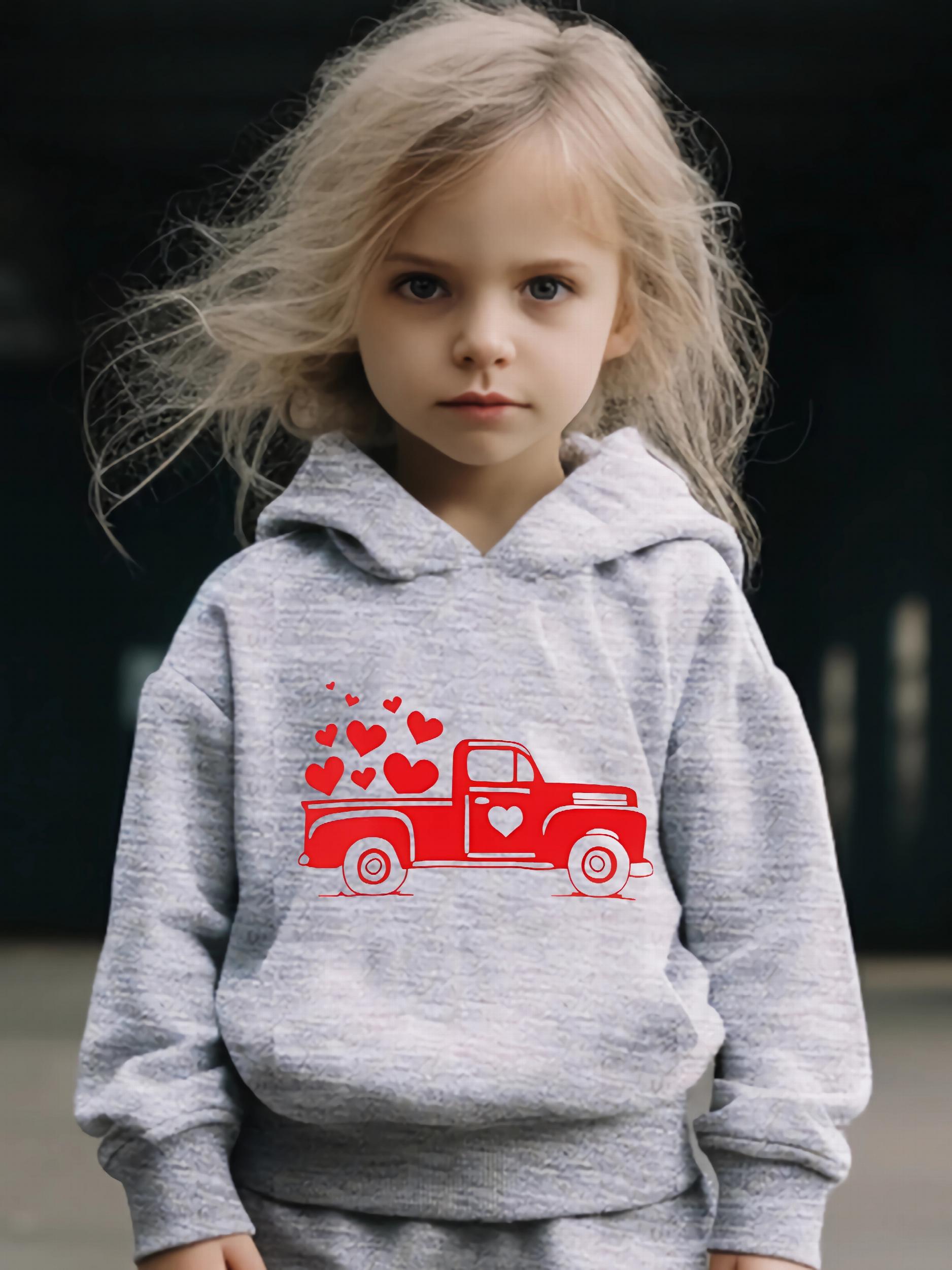 2pcs Love Truck Graphic Hoodies Pants Set Outfits Spring Fall Sports Gift Girls