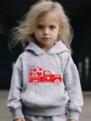 2pcs Love Truck Graphic Hoodies Pants Set Outfits Spring Fall Sports Gift Girls