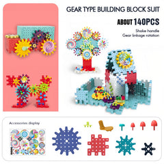 140pc Building Blocks For Kids Gear Type Assembly Toys Birthday Boys/Girls