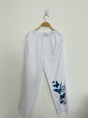 Butterfly Print Elastic Waist Pants Casual Loose Pants