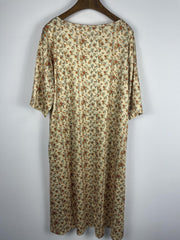 Colorblock Floral Print Round Neck Dress With Pockets