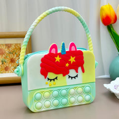 Kids Cartoon Handbag Bubble Pinch Silicone Coin Purse for Girls