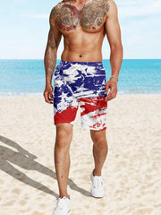 Star & Stripe Print Shorts - Drawstring Summer Beach Shorts