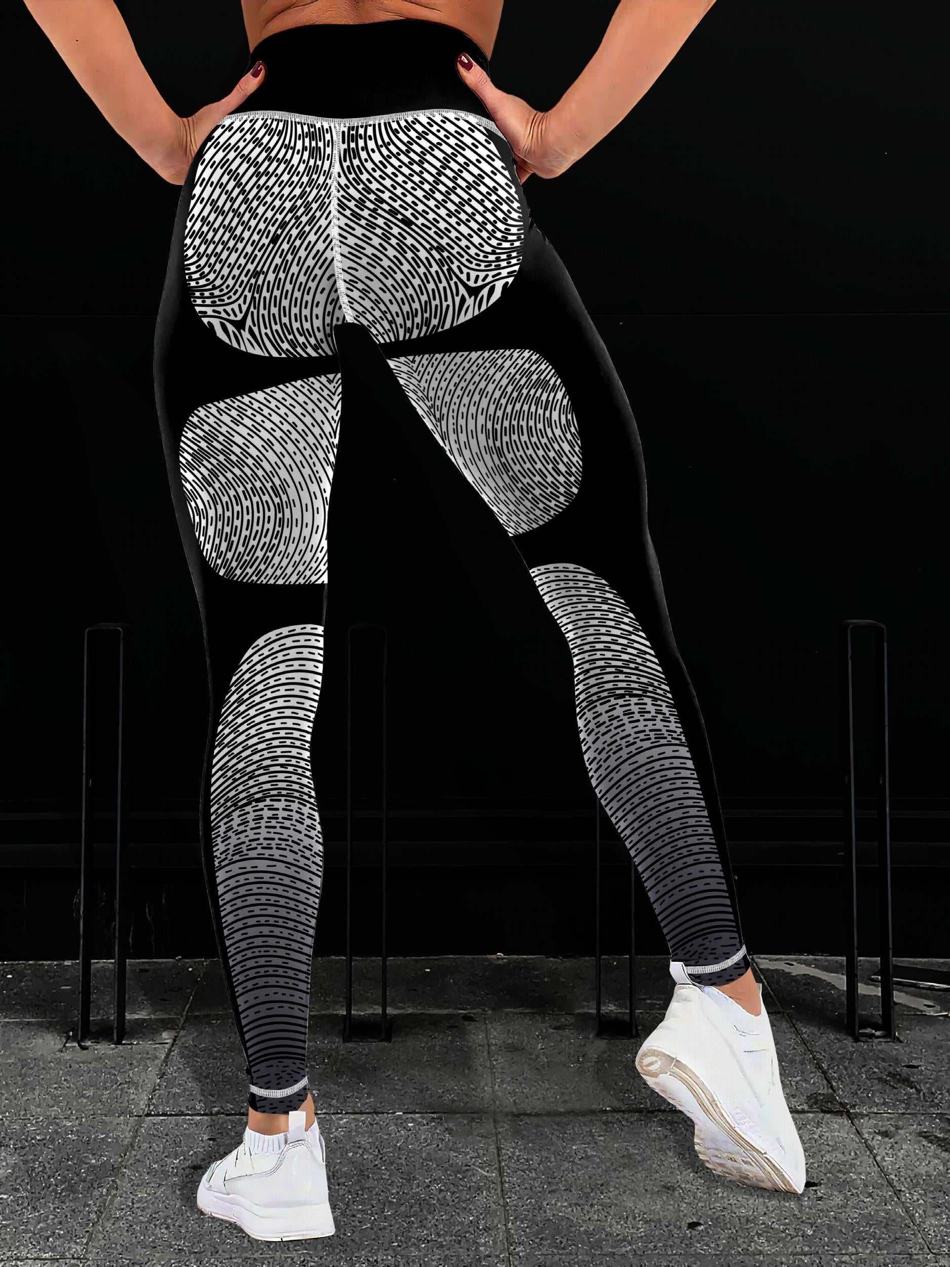 Block Print High Waist Yoga Pants
