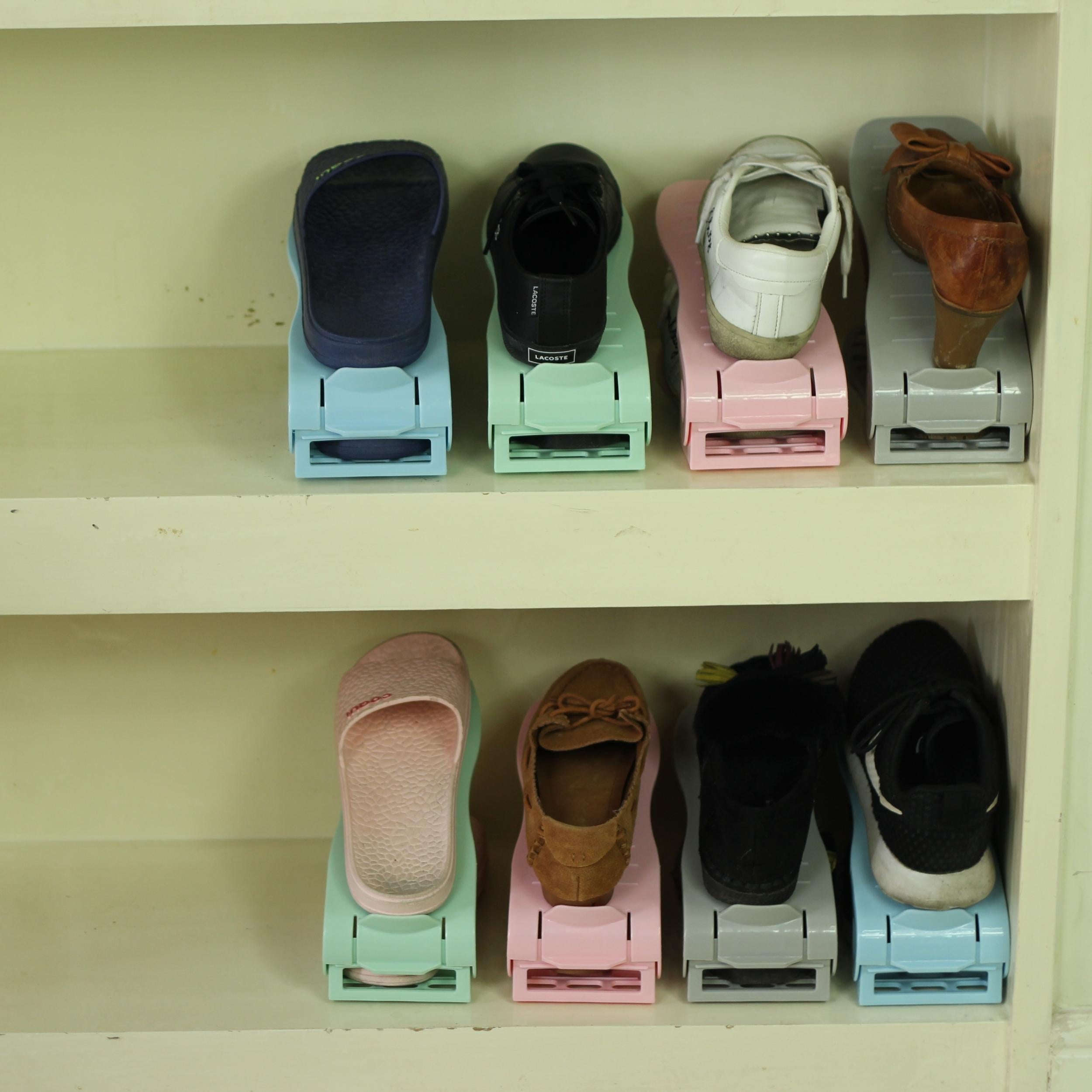 8pcs Pink Adjustable Shoe Racks Household Storage Organizer