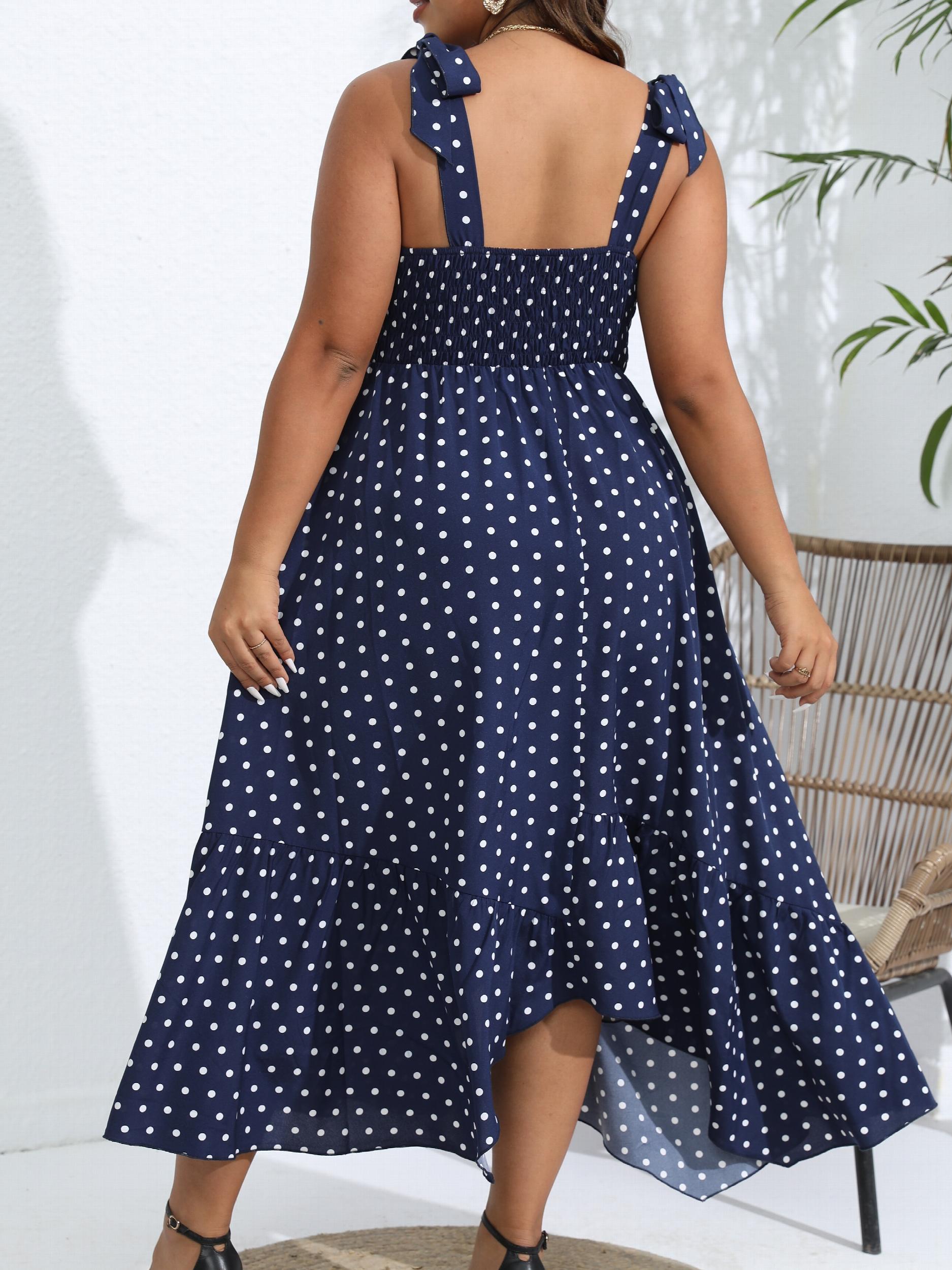 Polka Dots Tie Shoulder Maxi Dress