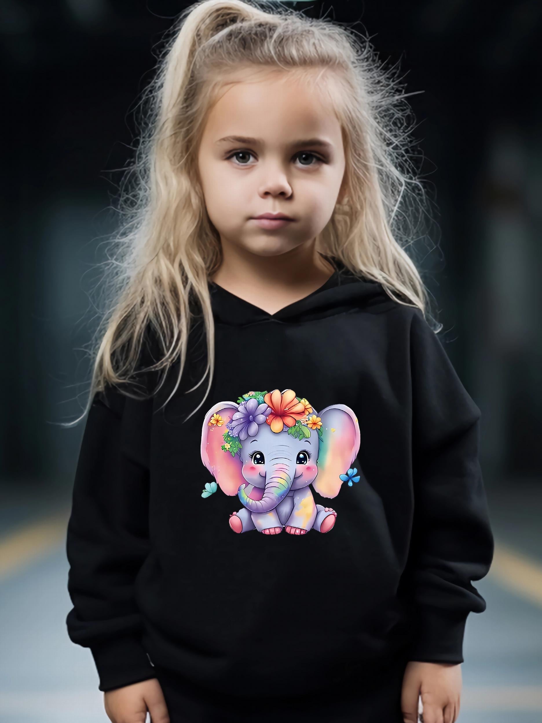 Sweet Flower Elephant Print 2pcs Girls Outfits For Sports