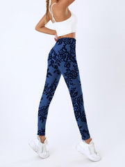 Floral Print Skinny Sports Leggings Elastic Waist Yoga Leggings