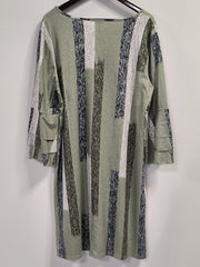 Casual Dress Women's Plus Stripe Print Layered Sleeve V Neck
