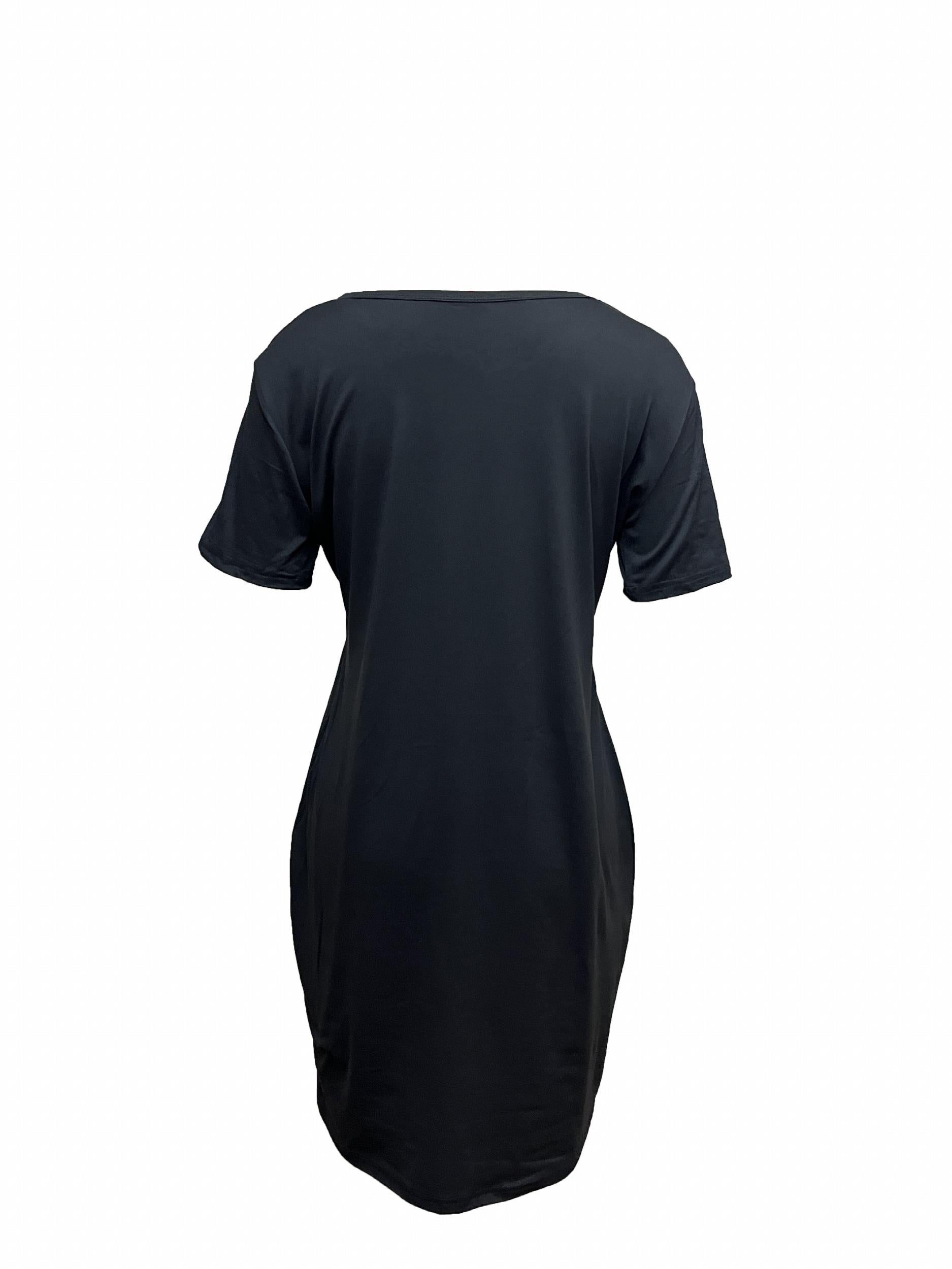 Letter Print Bodycon Tee Dress Crew Neck Casual Dress