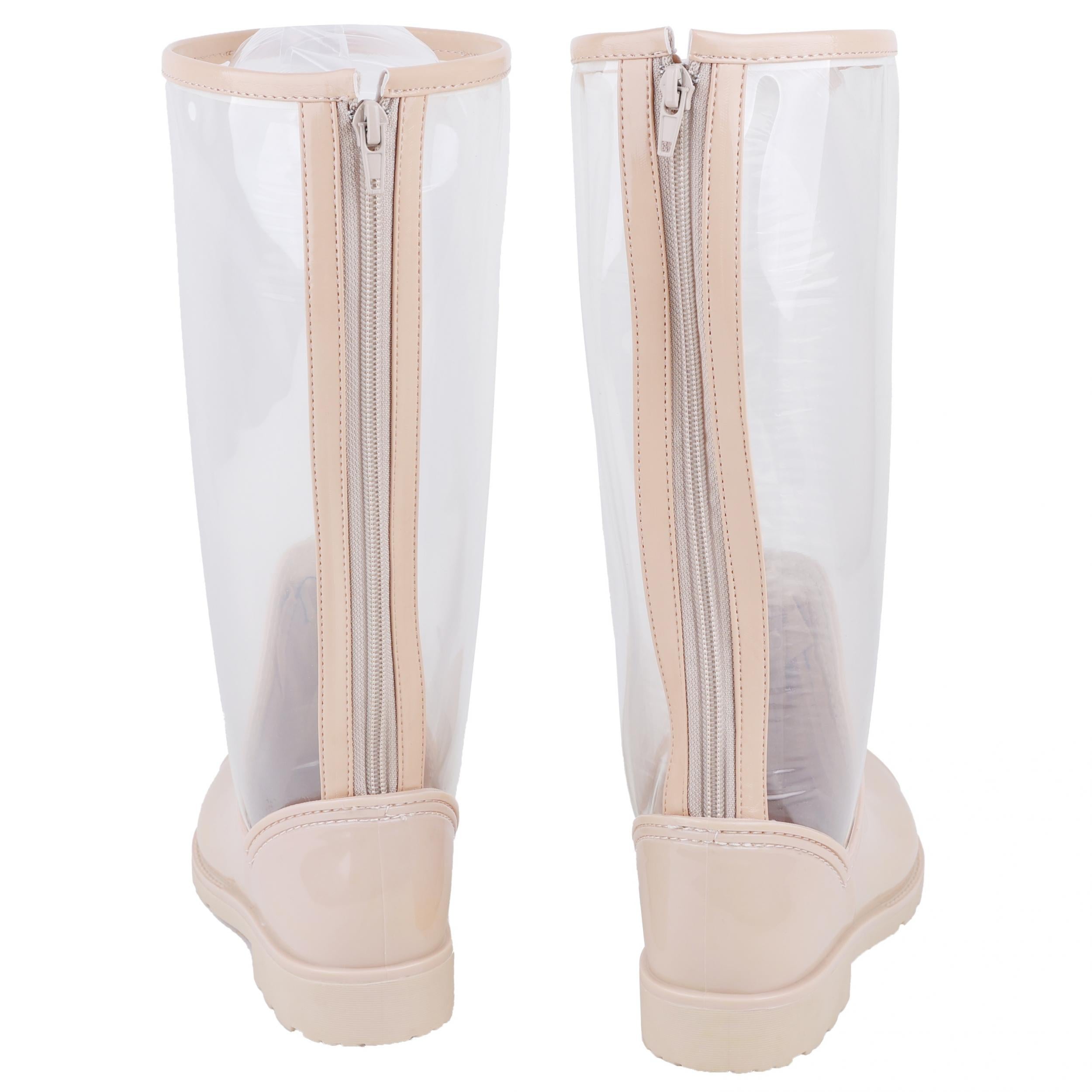 PVC Transparent Long Tube Rain Boots Wear Resistance Non Slip Water Shoes