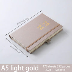 A5 Daily Planner Leather Bound Notebook Time Management Calendar