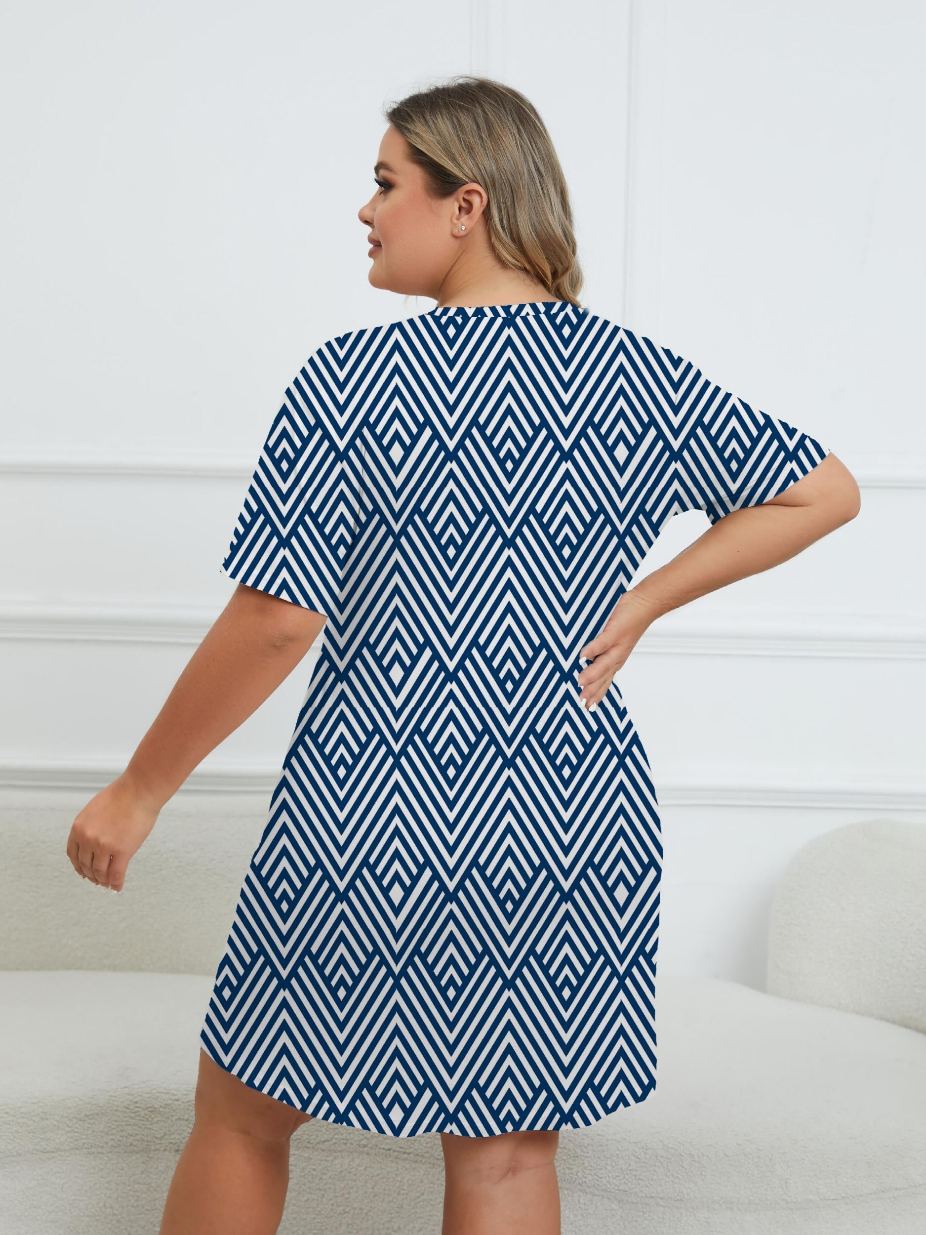 Geometric Print Round Neck Dress
