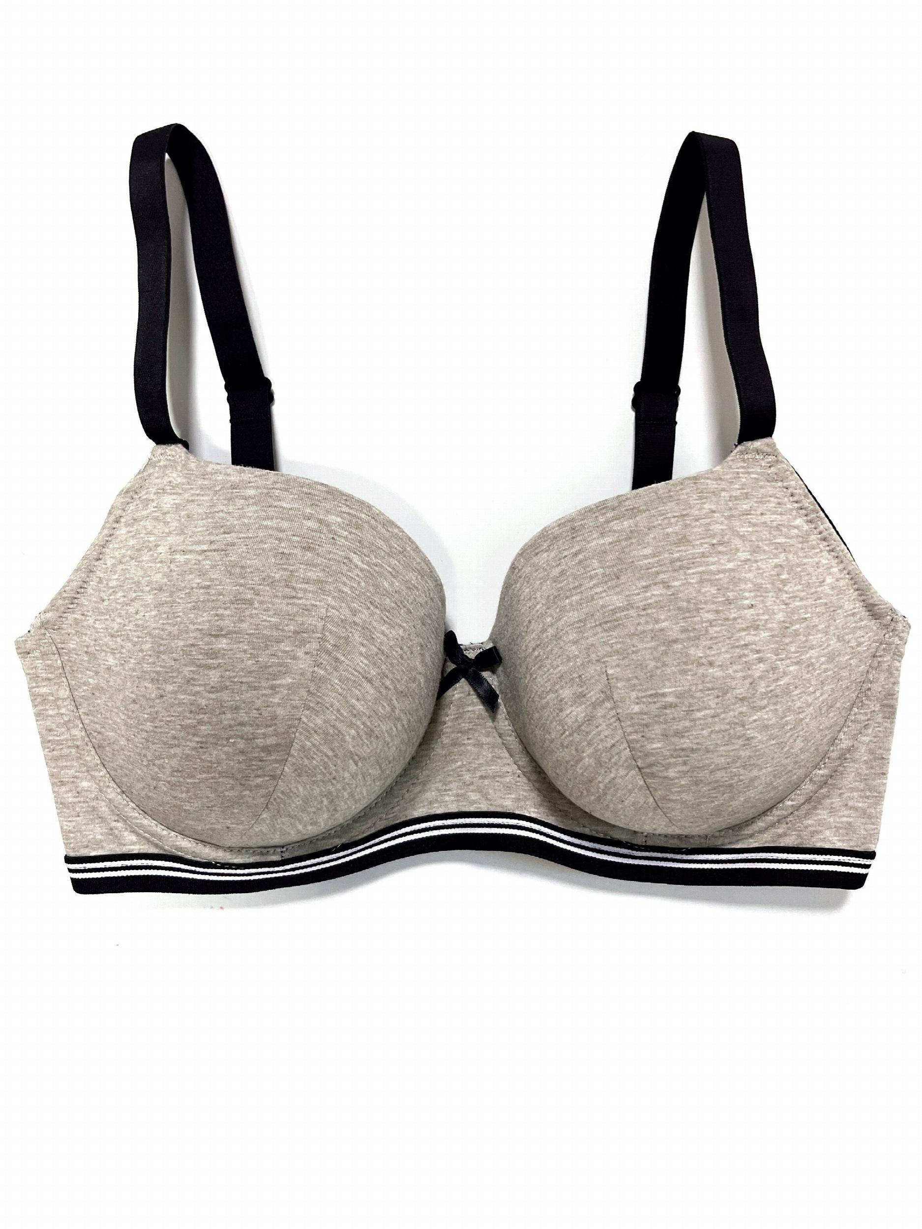 Molded Cup Underwire Bra, Striped Pattern, Bow Decor