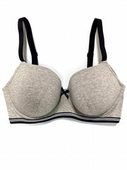 Molded Cup Underwire Bra, Striped Pattern, Bow Decor