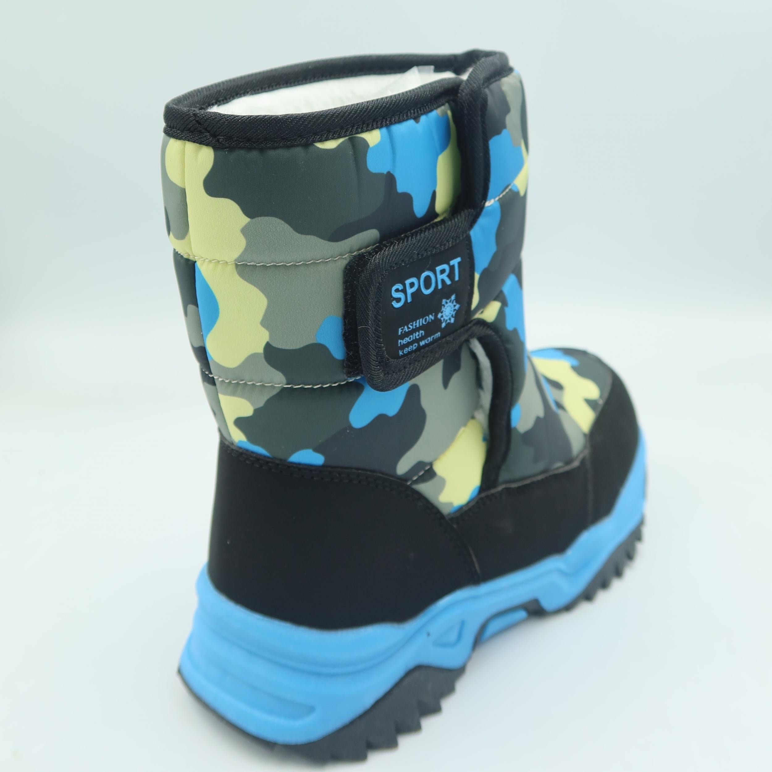 Boy's Camo Snow Boots Fleece Lined High Top Cozy Outdoor Hiking Shoes
