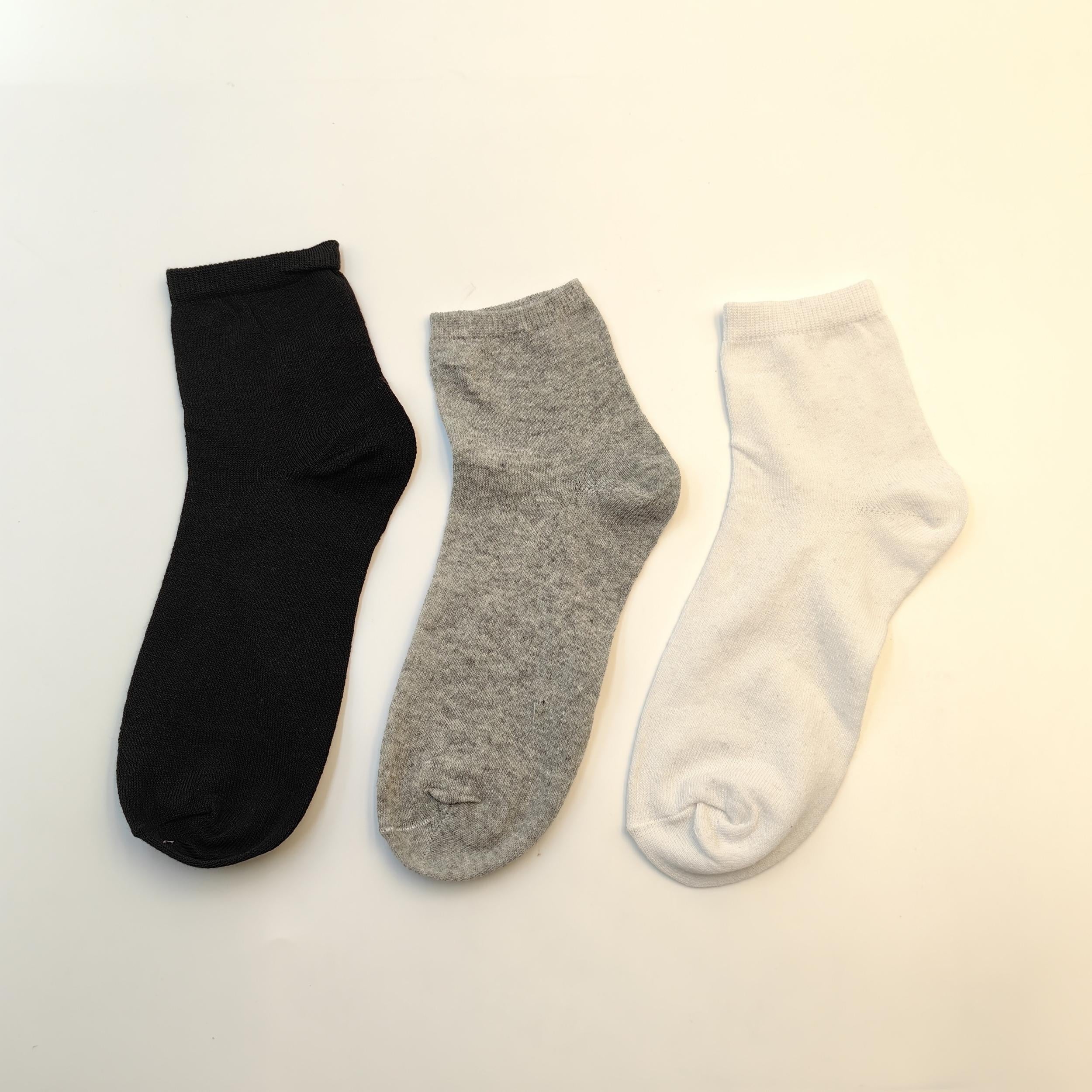 3 Pairs Grey Solid Men's Quarter Socks