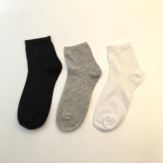 3 Pairs Grey Solid Men's Quarter Socks