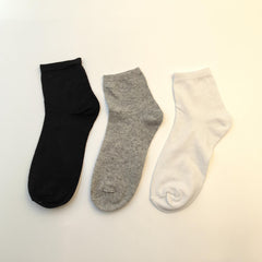 3 Pairs Grey Solid Men's Quarter Socks