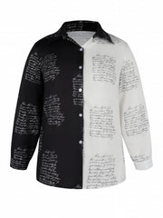 Women's Colorblock Art Letter Button-Up Shirt