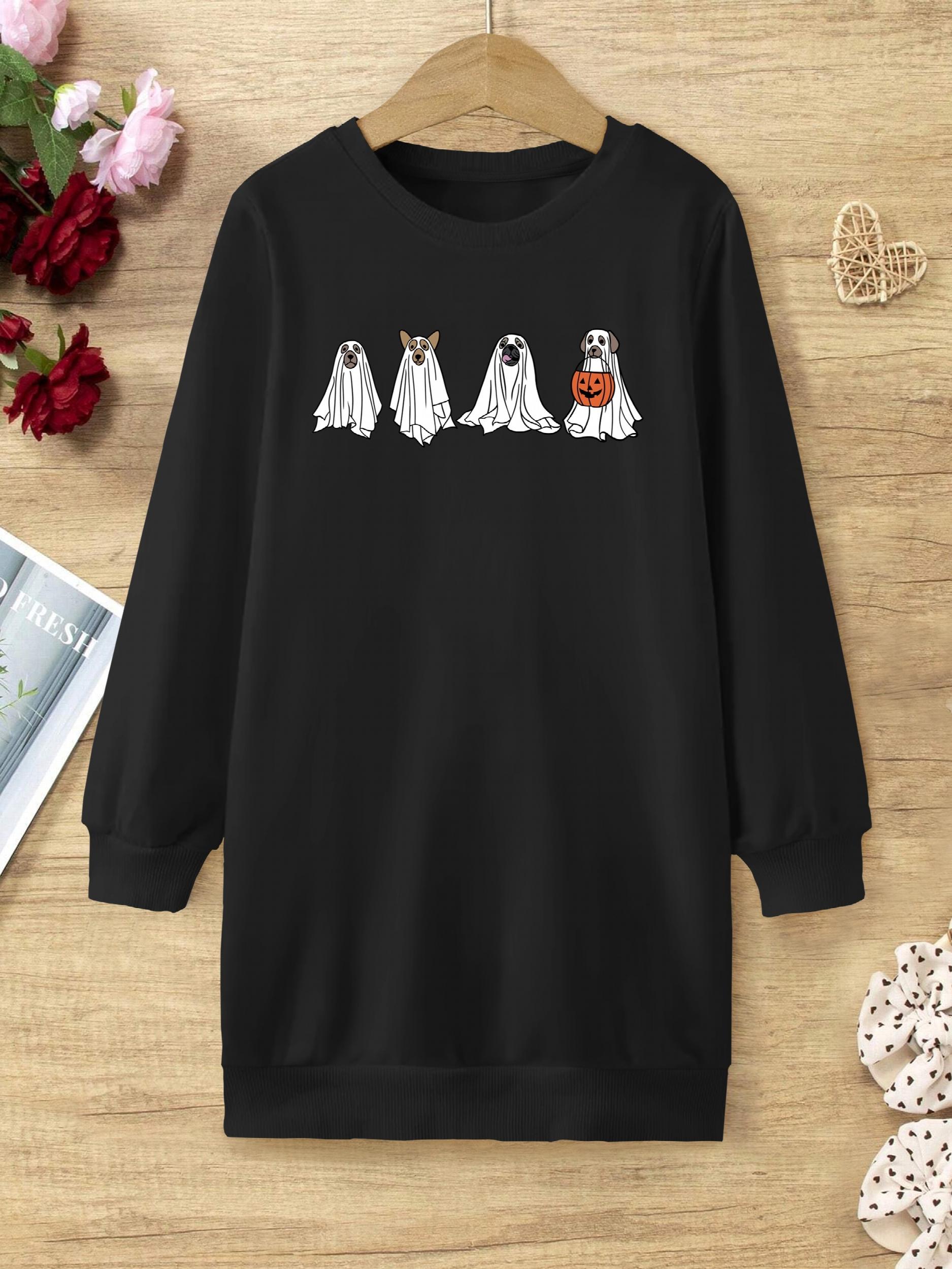 Ghost Halloween Sweatshirt Dress for Girls