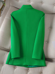 Solid Blazer Lapel Long Sleeve Work Office Outerwear Women's Clothing