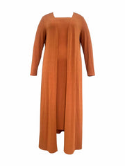 Solid Long Sleeve Cardigan & Bodycon Dress Set