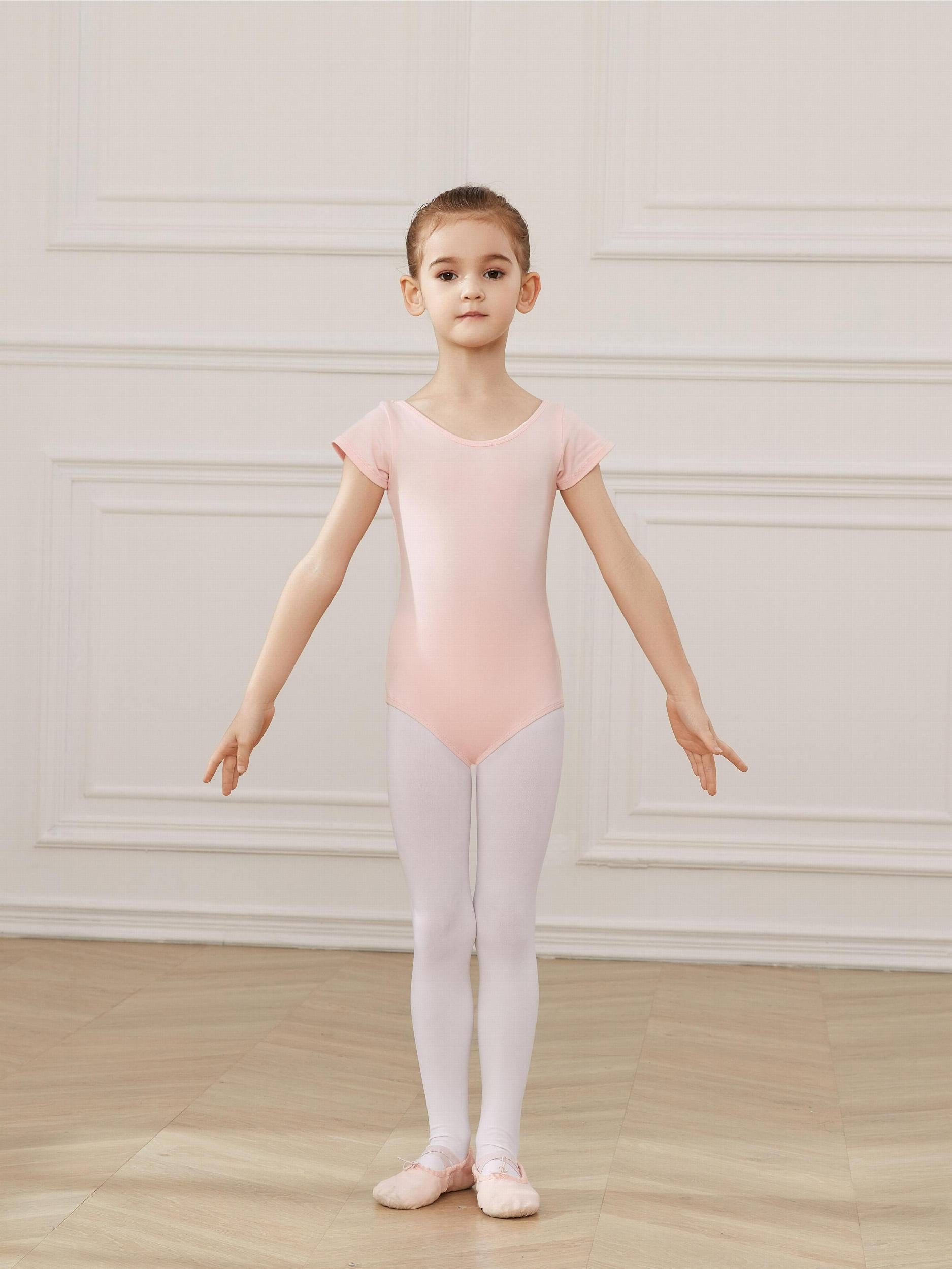 Short Sleeve Cotton Ballet Leotard for Girls