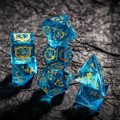 Aquamarine Glass Gemstone Dice Treasure Deep Sea Elves