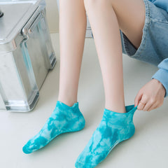 Tie Dye Letter Print Socks Women's Ankle Stockings