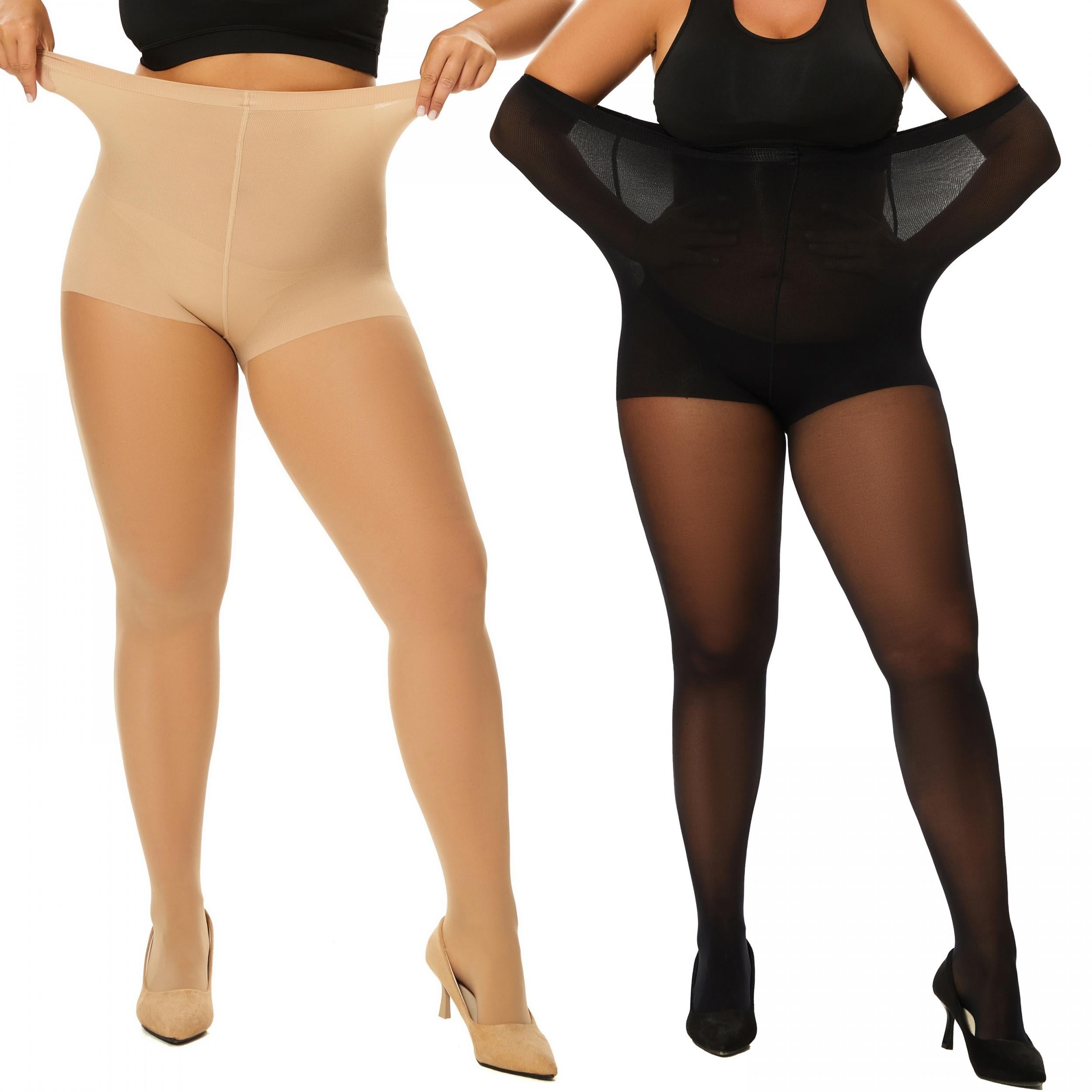 2 Pairs Plus Size Colorblock Sheer Pantyhose Set